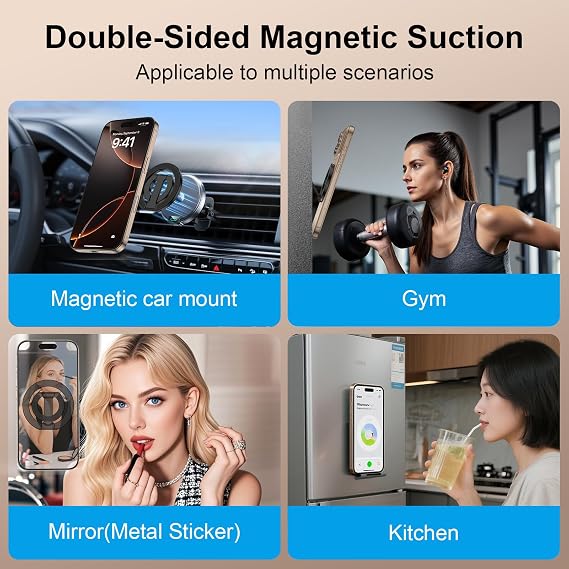 Double-Sided Magnetic Phone Ring Holder,360 Rotatable Magnetic Finger Grip