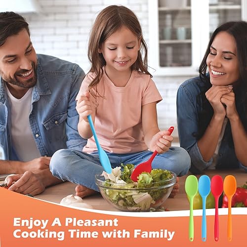 Miniatura 3 de Rtteri Juego de 20 cucharas de silicona antiadherentes, resistentes al calor, pequeñas cucharas para hornear, mezclar, agitar, girar, raspar la