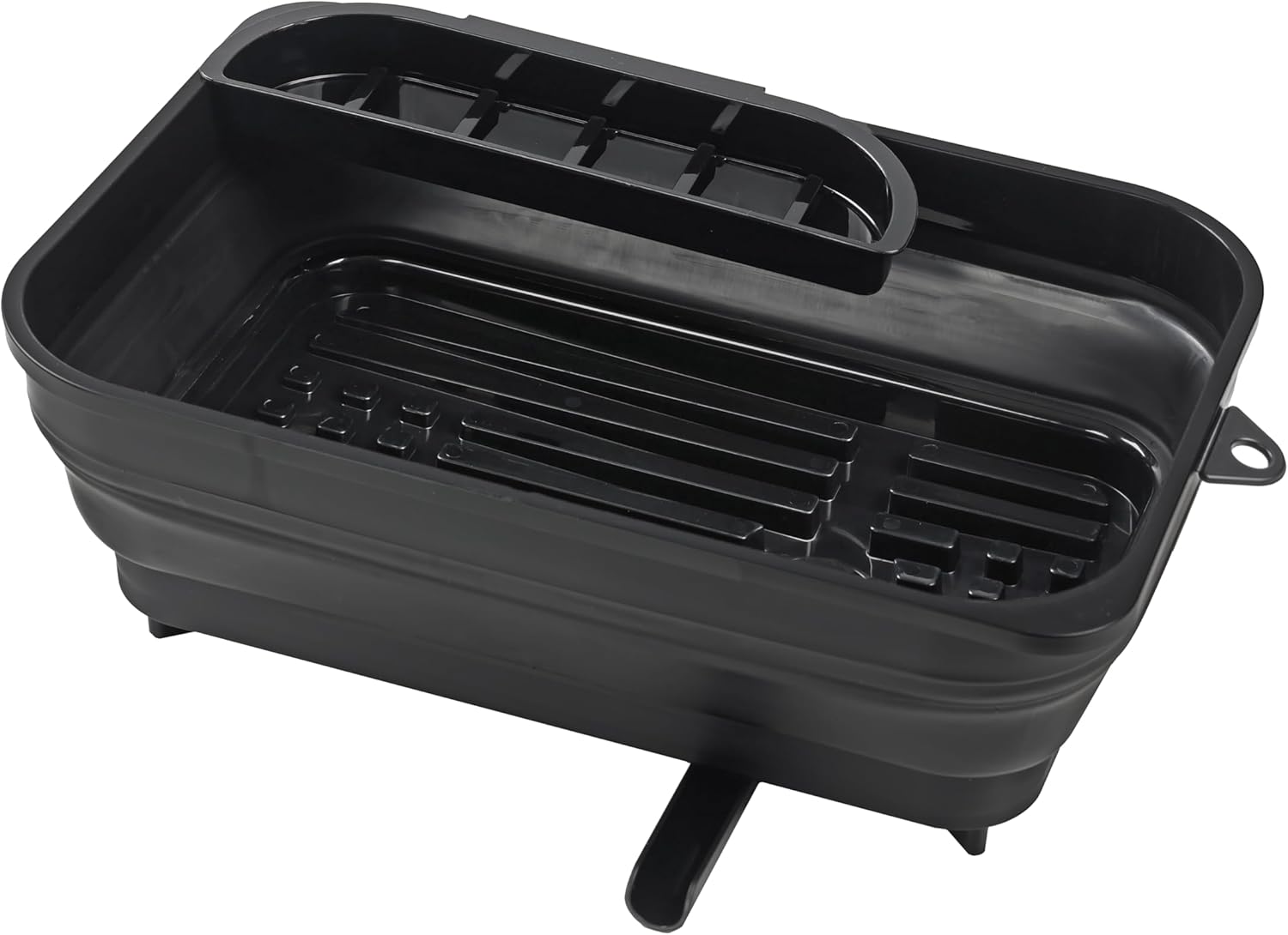 BLKP. Pearl Metal Dish Drainer, Rack, with Tray, Foldable, Movable Drain Nozzle, Compact, Storage, Made in Japan, Black