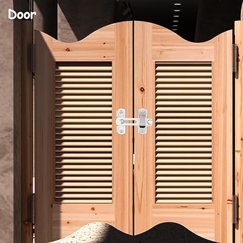 Miniatura 2 de Paquete de 2 pestillos de puerta abatibles, cerradura de puerta de acero inoxidable para valla de madera de granero, puerta francesa deslizante,