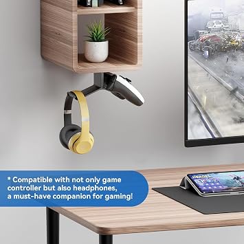 Controller Holder,Headphone Stand Headset and Controller Stand Under Desk Controller Holder with Strong Double Sided Tape Universal Design for Xbox ONE, PS5, PS4, PC