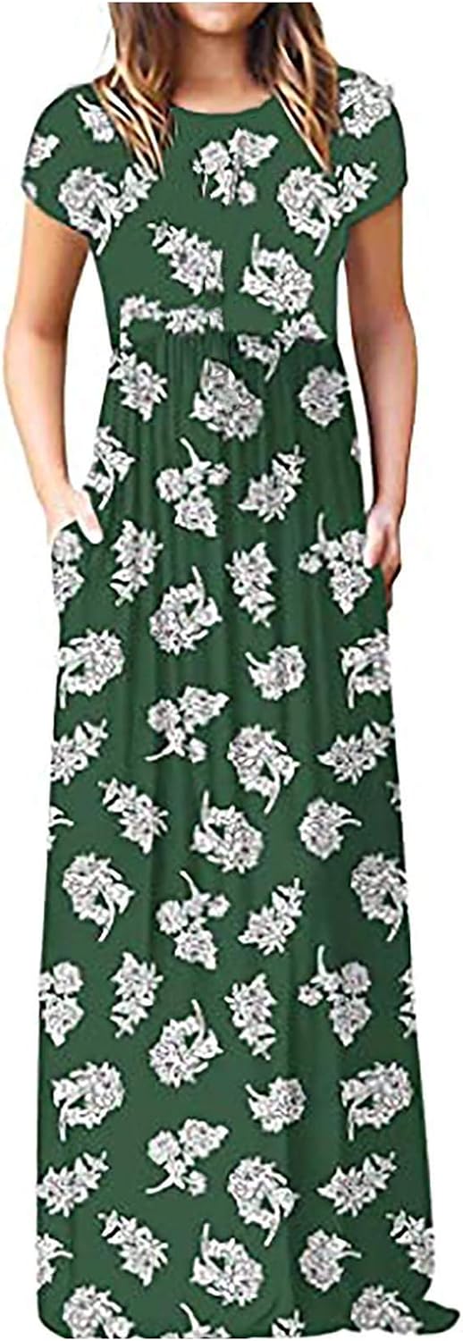 Ulanda Elegant Women's Maxi Dress Floral Printed Fashion Long Sleeves Casual Tunic Cocktail Party Dress