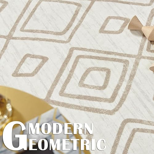 Miniatura 3 de jinchan Alfombra marroquí de 5 x 7 pies, lavable, delgada, moderna, geométrica, suave, contemporánea, antideslizante, para sala de estar, cocina,