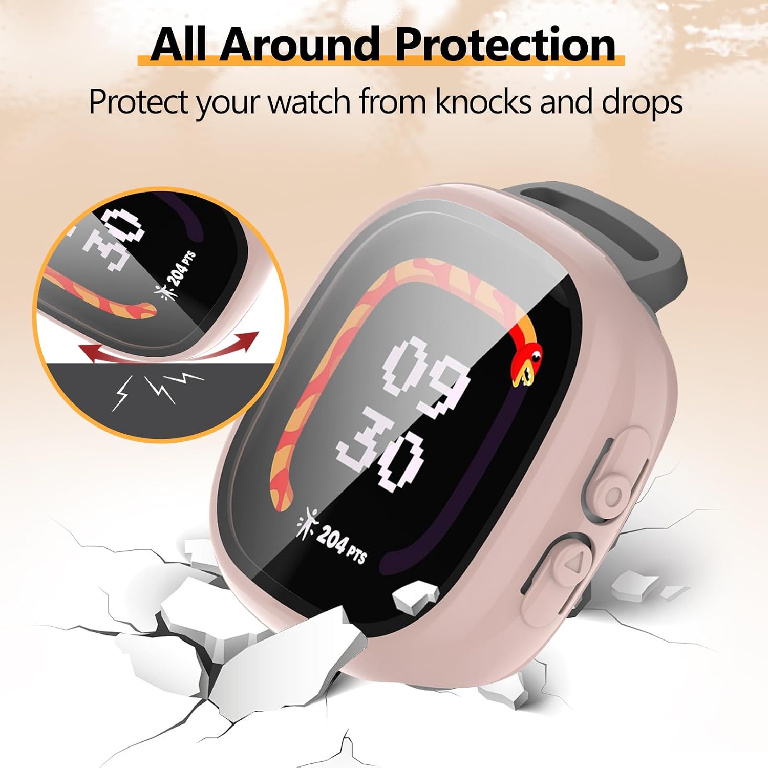 2 Pack Compatible for Fitbit Ace LTE Screen Protector Case, Hard PC Bumper Full Coverage Protective Accessories Built-in Tempered Glass Film