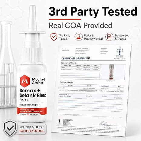 Semax + Selank Spray 5mg/5mg - USA Made - Modified Aminos