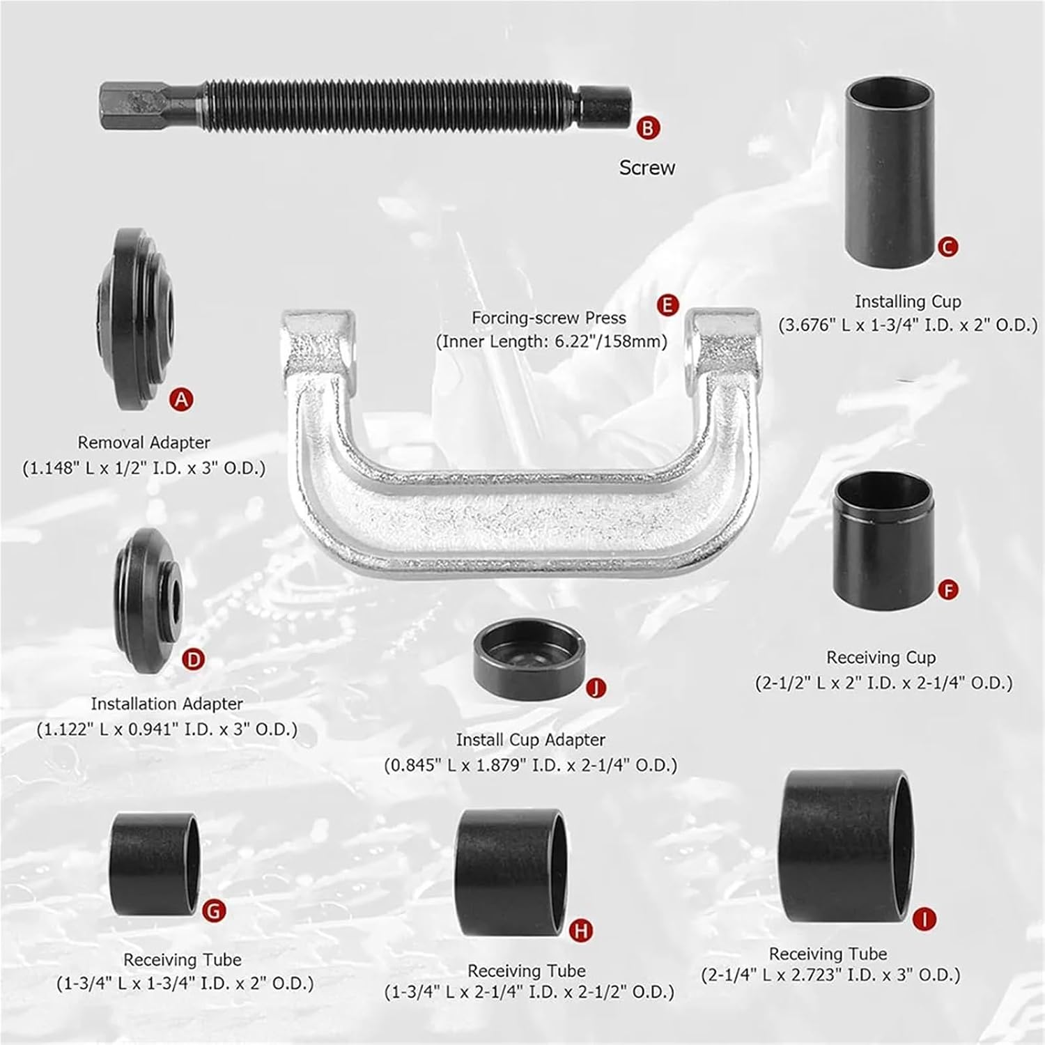 10PCS Ball Joint Press & U Joint Removal Tool Kit with 4x4 Adapters Compatible With Most 2WD and 4WD Cars and Light Trucks