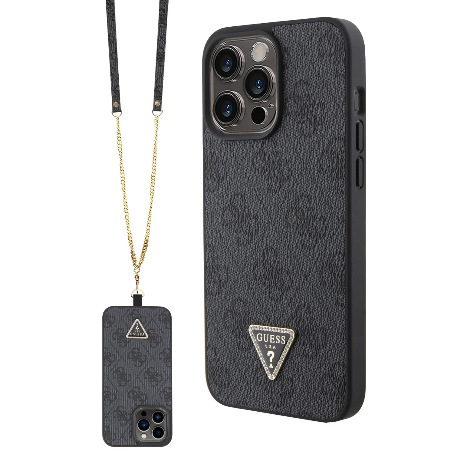 GUESS GUHCP15XP4TDSCPK Funda para iPhone 15 Pro MAX 6.7" Negro Hardcase Crossbody 4G Metal Logo