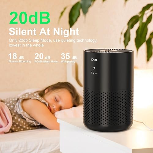 Miniatura 8 de Paquete de 2 purificadores de aire con filtro HEPA para el hogar y el dormitorio, purificador de aire con filtro HEPA verdadero para alergias, humo,