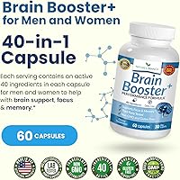 Vista 2 de Suplemento de refuerzo cerebral 40 en 1 para concentración, memoria, claridad y energía, libro electrónico Advanced Vitamins Plus para hombres