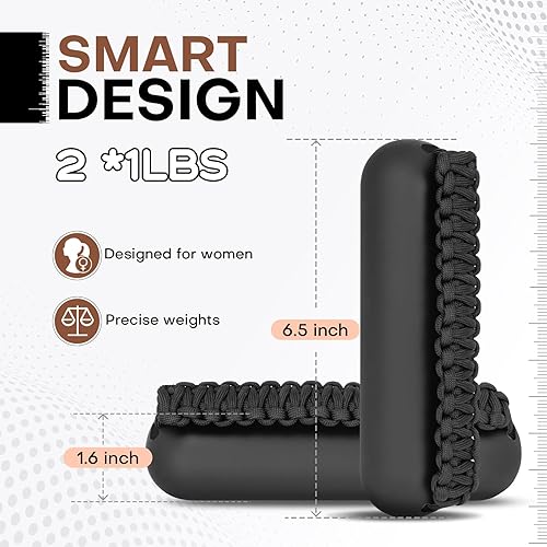 Miniatura 2 de Hikeen Juego de pesas de mano para mujeres y hombres, mancuernas suaves de 2 (1 libra, 2 libras o 3 libras), peso para caminar con correa de mano