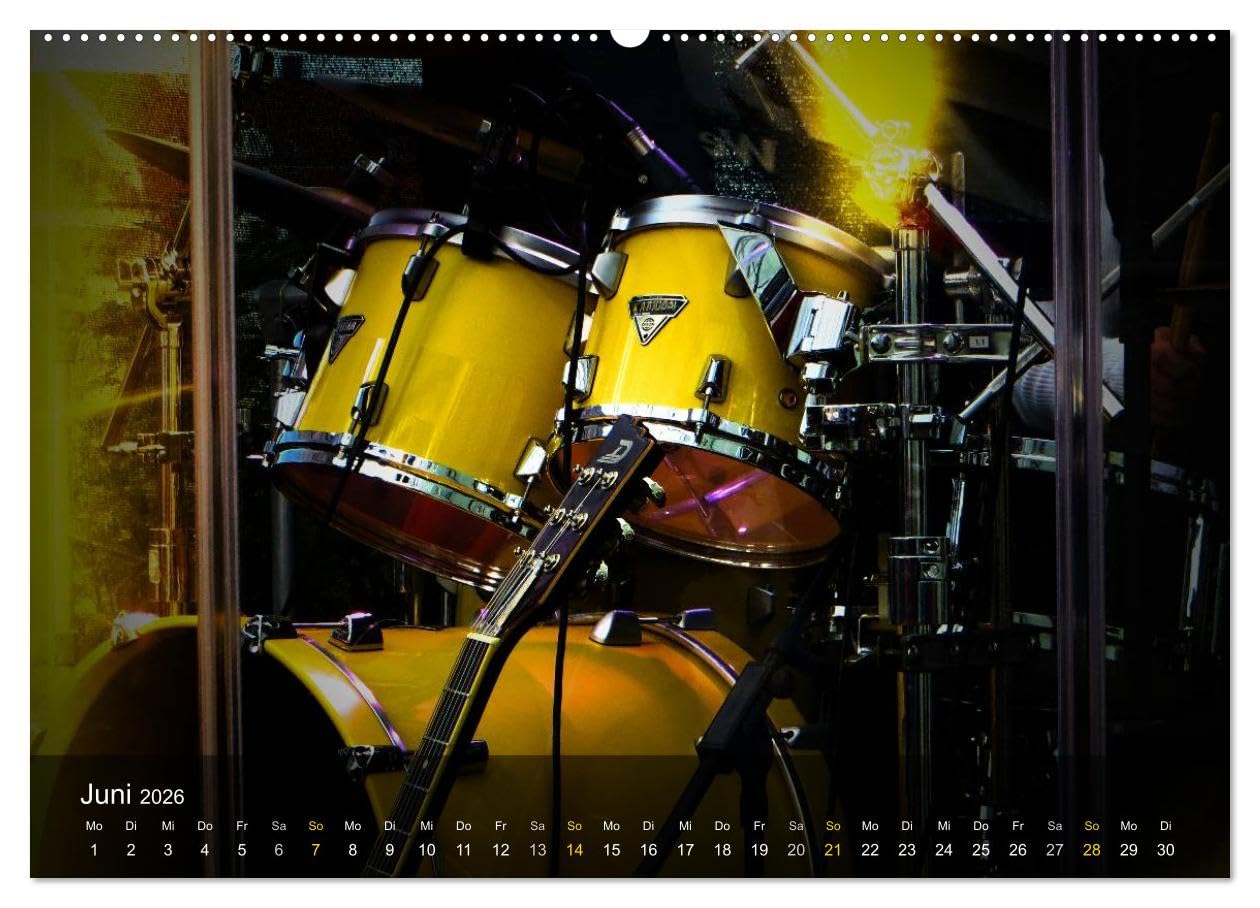 Schlagzeug onstage (Wandkalender 2026 DIN A2 quer), CALVENDO Monatskalender: Eindrucksvolle Konzertaufnahmen und Closeups von verschiedenen Schlagzeugen (CALVENDO Kunst)