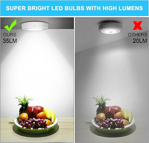 Miniatura 7 de Mlambert Paquete de 4 luces LED de noche con sensor de movimiento, inalámbricas alimentadas por batería, luces magnéticas adhesivas para armario