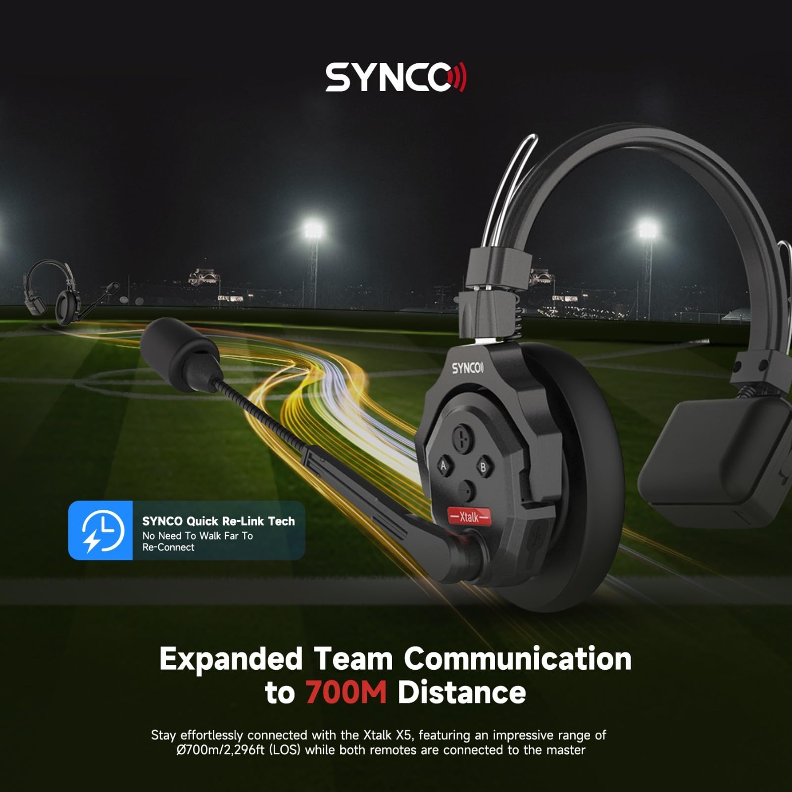 SYNCO XTalk X1 Fone de ouvido sem fio de 2,4 GHz com sistema de