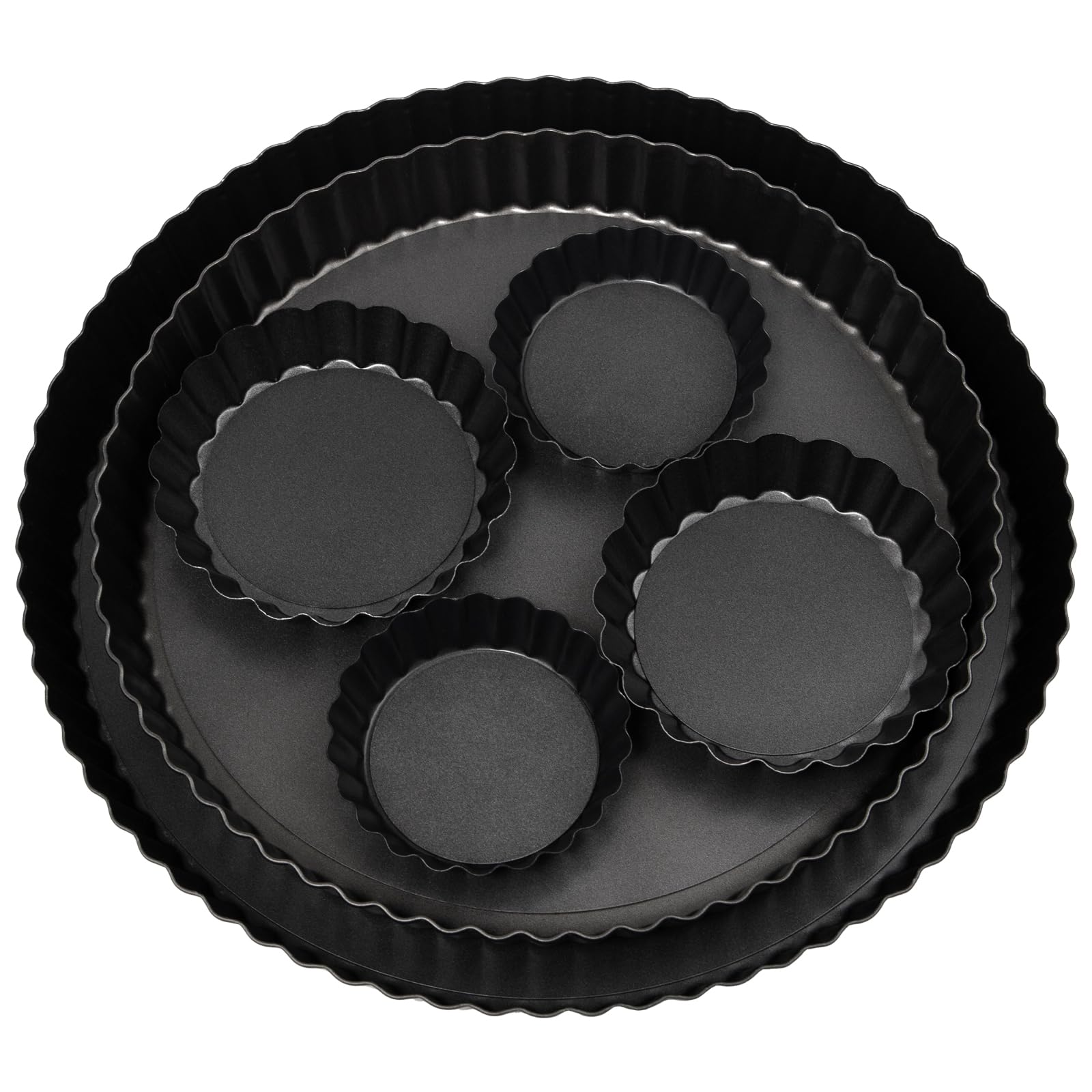6 Stück Tarteform mit Hebeboden 28/24/2x10cm/2x8cm Quiche Backform, Obstkuchenform 24 28 cm Tortenbodenform mit Hebeboden Tartlettförmchen, Pie Quicheform Antihaft Rund