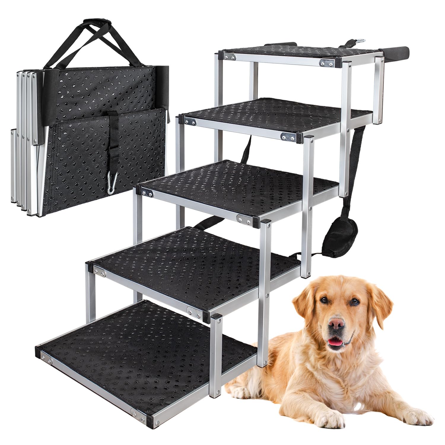 Petigi Auswahl Hunderampe für Auto, Aluminium, Hunde Rampe, Hundetreppe, SUV, rutschfest, Belastbarkeit 50 kg, 70 kg, 90 kg oder 150 kg