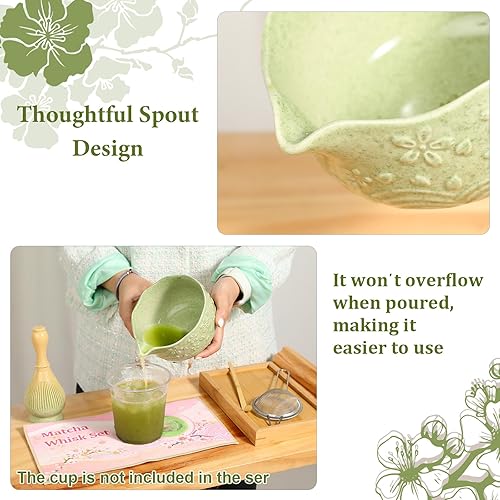 Miniatura 3 de Juego de 6 batidores de matcha que incluye batidor de matcha de resina, juego de cuencos y tamiz de cerámica, soporte para batidores, cuchara de