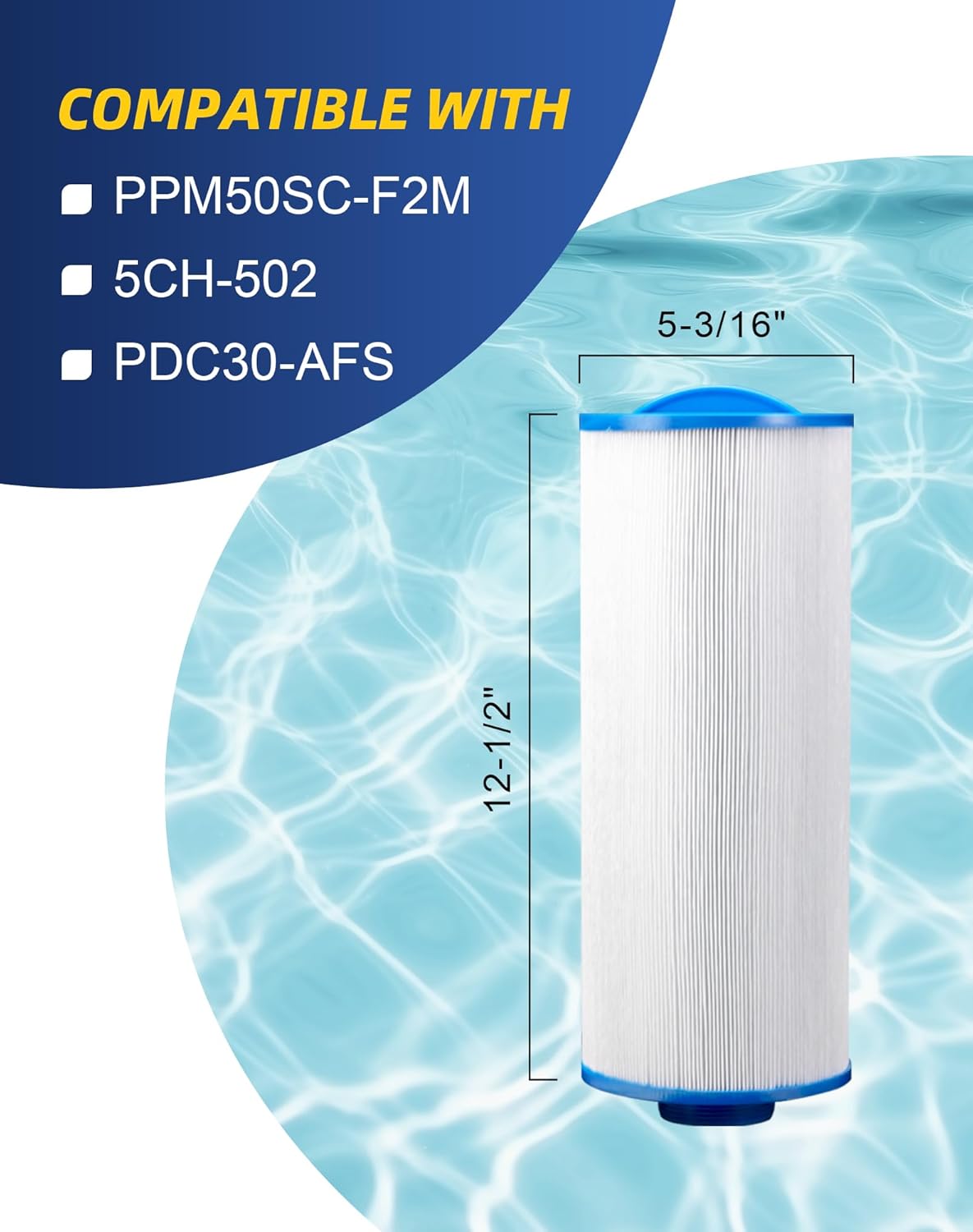 ZOTEE Spa & Pool Filter Cartridge Replacement for 5ch-502, PPM50SC-F2M, FC-0195, Marqui spa 20041, 20091, 370-0237, 2 Packs