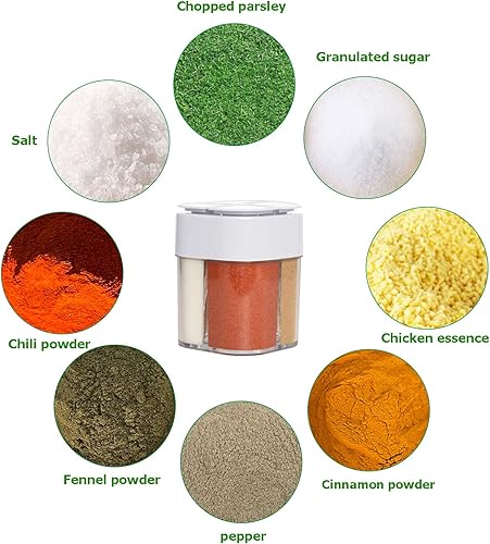 Miniatura 5 de Paquete de 2 recipientes de especias 4 en 1, salero y pimentero, transparente, para filtrar bultos, tarros de especias para el hogar, restaurante,