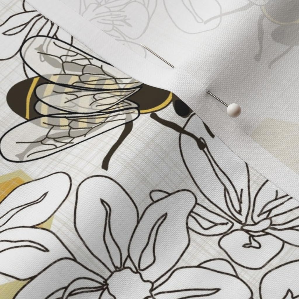 Spoonflower Fabric - Endangered Species Honey Bee Flowers Honeycomb Hexagon Floral Apiary Printed on Petal Signature Cotton Fabric by The Yard - Sewing Quilting Apparel Crafts Decor