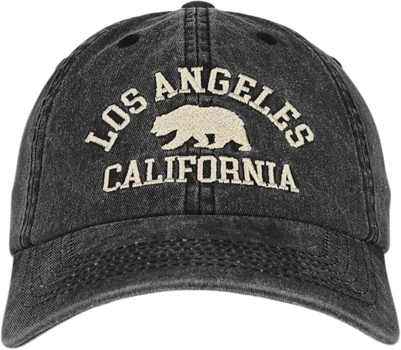 LA California Bear Embroidered Vintage Cotton Baseball Cap Adjustable Metal Buckle Unstructured Low-Profile Hat Men & Women - Image 2