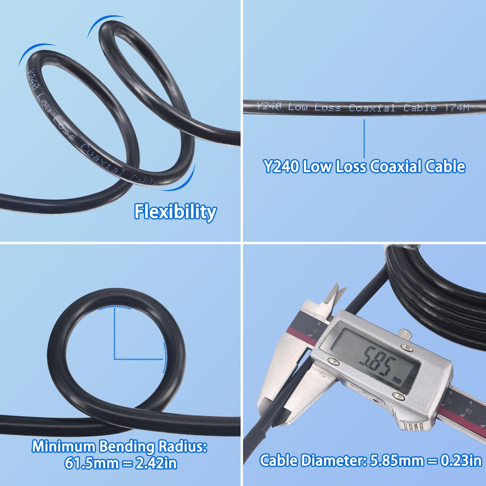 5M/16,4ft Cavo Antenna Gateway N Femmina a RP-SMA Maschio Cavo Coassiale Y240 Cavo di Prolunga a bassa perdita SMA a N Cavo per Minatore di elio Gateway Smart Home Antenna WiFi Router