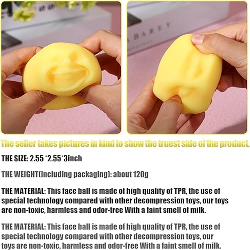 Vista 12 de Poen 4 bolas de estrés para la cara humana, bolas divertidas de emoción para adultos y adolescentes, juguetes para apretar y aliviar el estrés Blanco