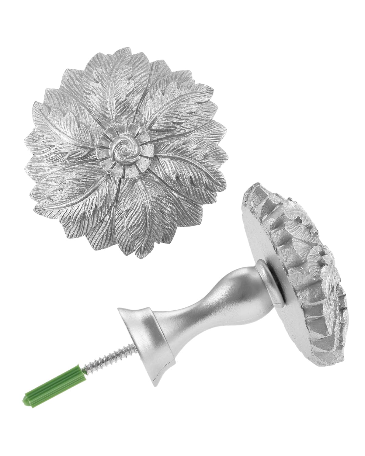 Hicello Resin Wall Hook for Curtain Tiebacks | Decorative Elegant Window Drapery Medallion Holdbacks, Silver Curtain Tie Backs for Classic Traditional Interiors Voile Curtains - Antique Silver