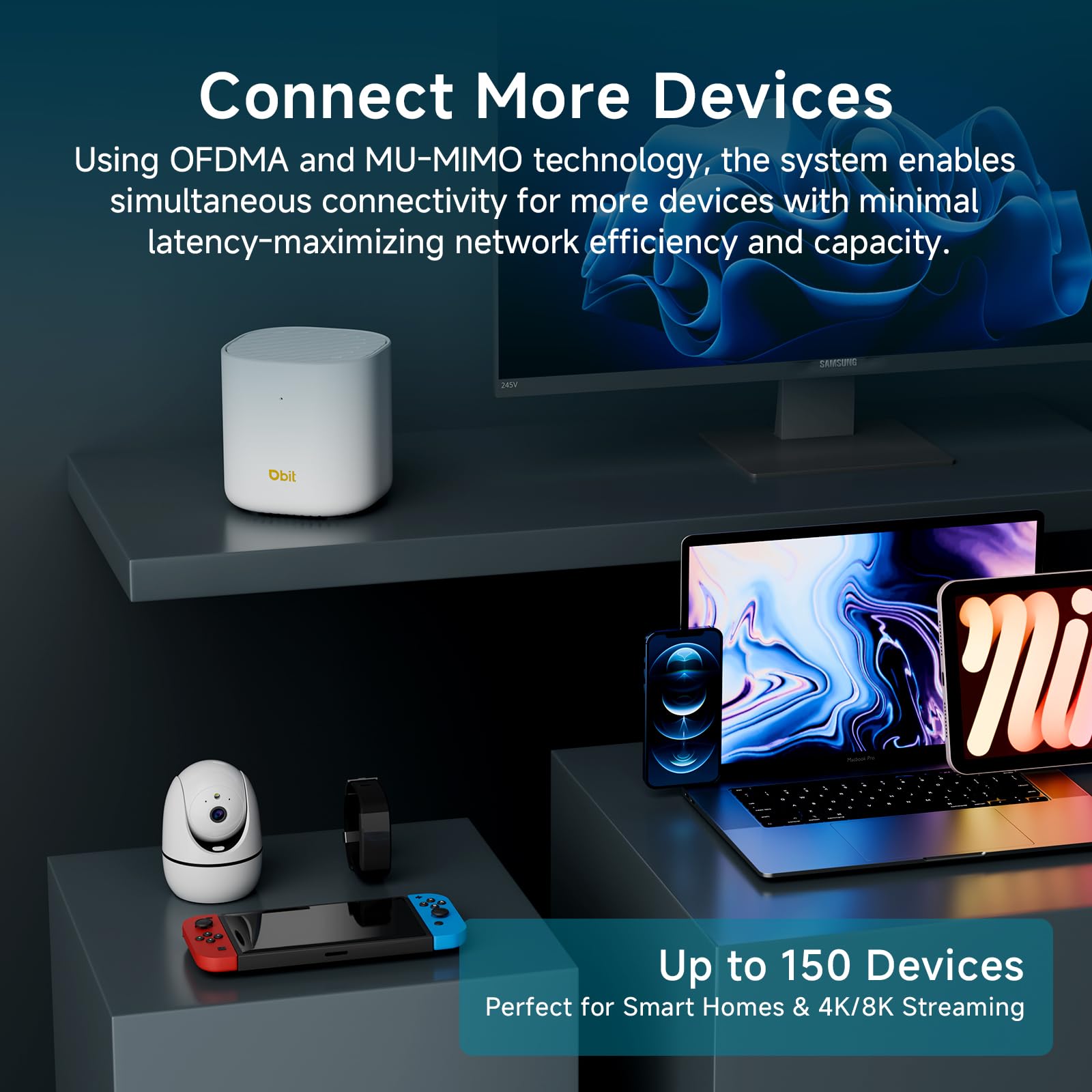 DBIT AX3000 WiFi 6 Mesh Wi-Fi System | 6,500 Sq Ft Coverage & 150 Devices | Dual-Band, Seamless Roaming, Parental Controls | Replaces Wireless Router and Extender | 2 Gigabit Ports Per Unit (3-Pack)