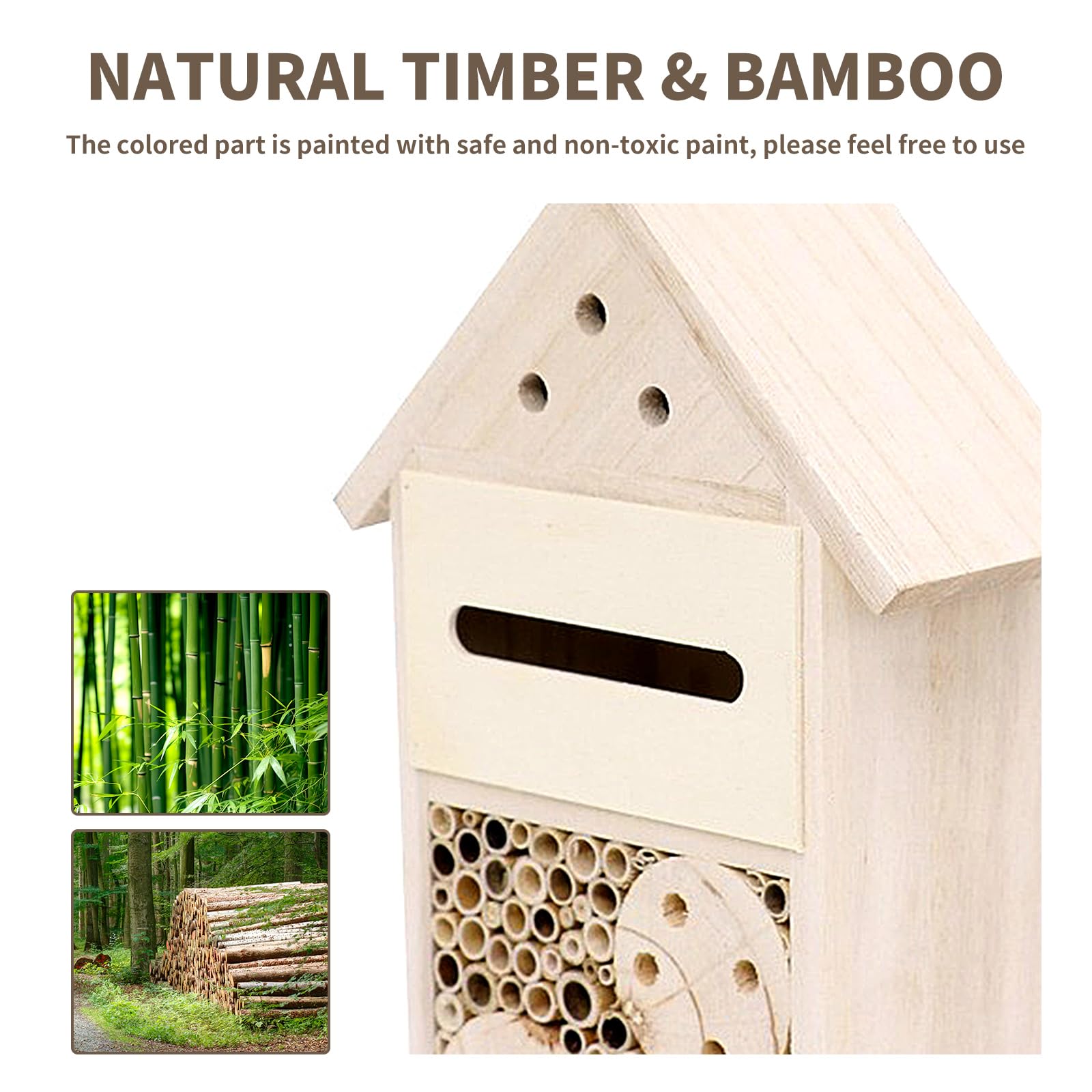 Insektenhaus aus natürlichem Holz, wetterfest, Insektenhotel für Gärten, Marienkäfer, Florfliegen, Schmetterling, Mauerbienen, Einzelgänger, Laubschneider und viele andere nützliche