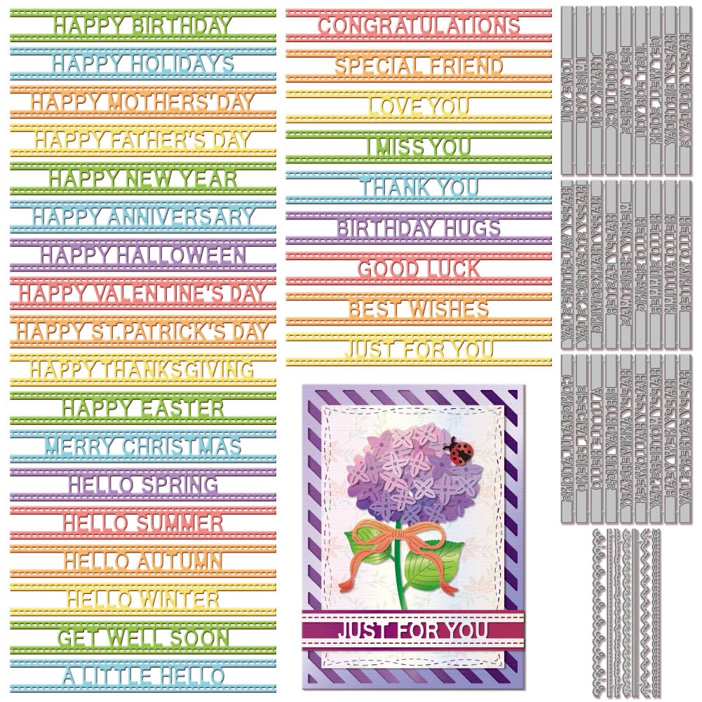 GLOBLELAND Blessing Words Cutting Dies for Card Making Metal Holiday Greetings Cut Dies Lace Die Cuts for DIY Scrapbooking Embossing Photo Album Craft Decor