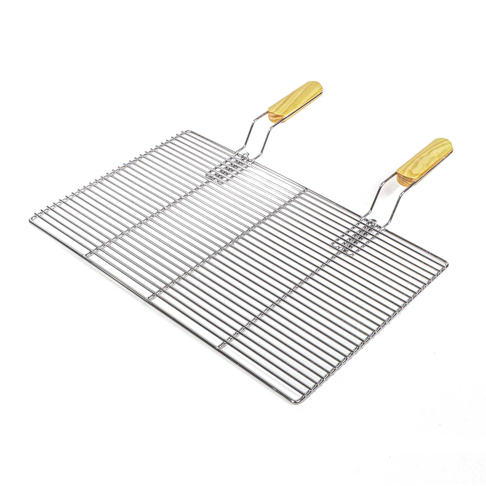 Wiltec Silver-Coloured Square Grill Grate 67X40cm Of Stainless Steel With Handles As Cooking Grid For Charcoal, Gas Bbq Etc