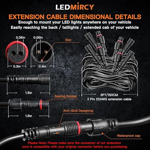 Miniatura 2 de LEDMIRCY Luces LED de roca rojas para todo terreno, camión, ATV, SUV, automóvil, barco, alta potencia, bajo la carrocería, luces de neón, luces