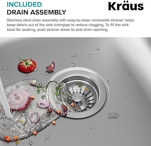Vista 82 de Kraus, KBU24, fregadero de cocina con doble cavidad 60/40, de acero inoxidable, bajo cubierta de 32 pulgadas, de calibre 16, KBU24