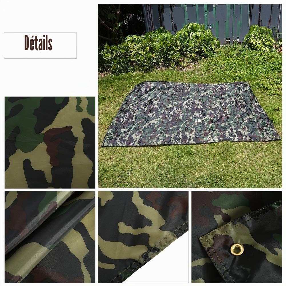 bache Militaire 1.5x2,Bache 2x2, Bâche imperméable et Imputrescible, Tapis Imperméable Léger Eérieur de Pluie Tapis de Tente de Pique-Nique de RainTent Shelter Beach(2 * 2m)