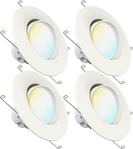 Sunco - Paquete de 4 luces LED para latas, cardán retrofit de globo ocular de 56 pulgadas, luces empotrables regulables de 12 W 60 W, 5 colores