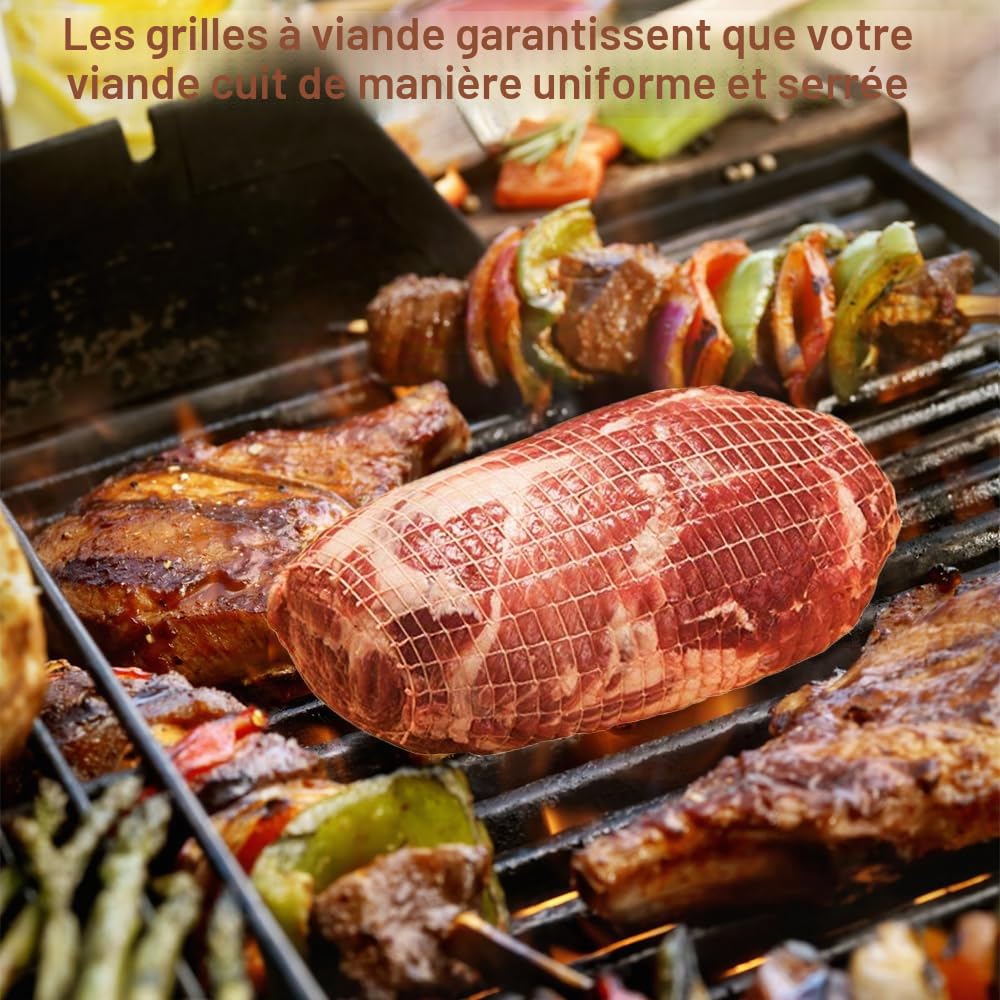 Rouleaux de filet à viande en coton 1m x 9cm, filet de cuisson élastique pour rôtir et conserver viandes