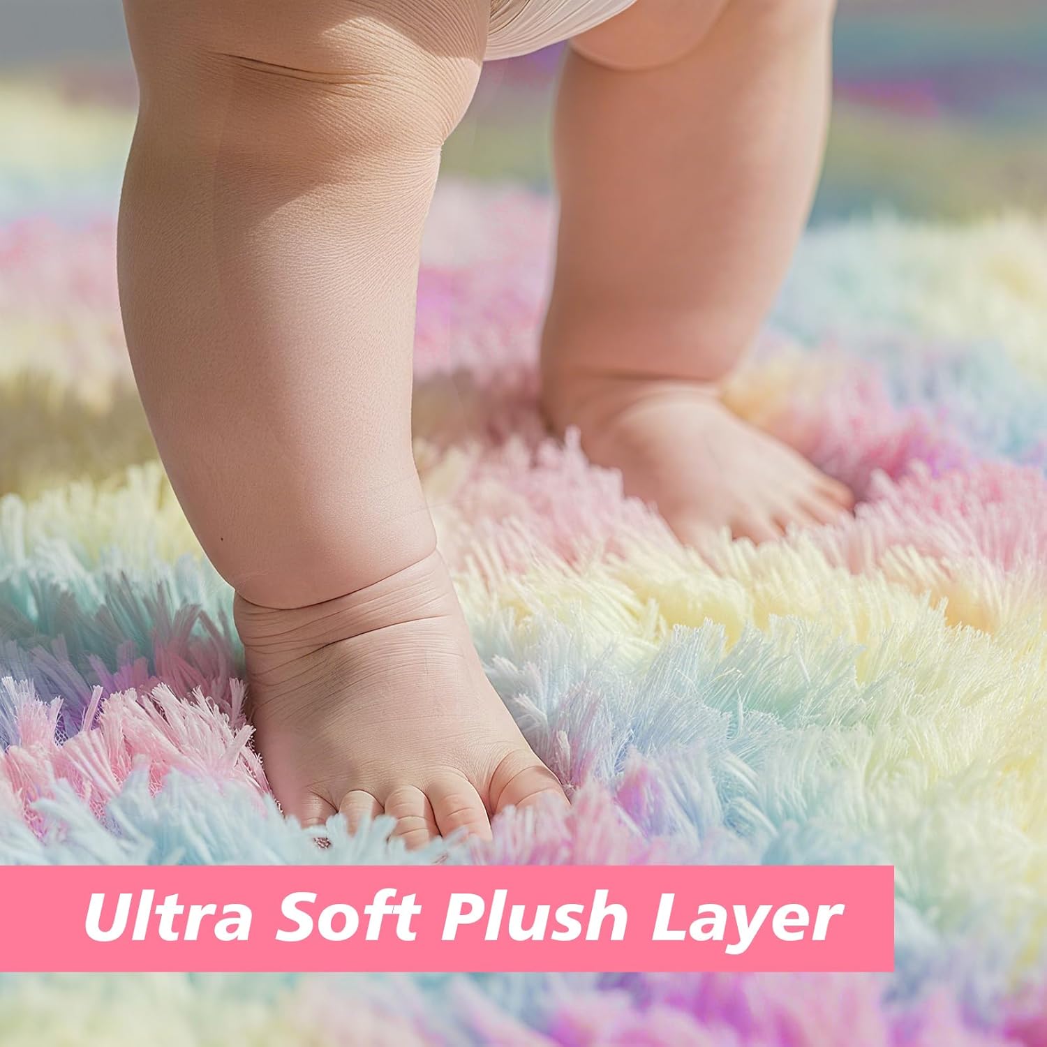 8x10 fluffy area rugs for living room,shag area rug for bedroom,soft fuzzy rug non-shedding indoor plush carpet for kids bedroom nursery home decor,rainbow rainbow 8' x 10' (rectangular)