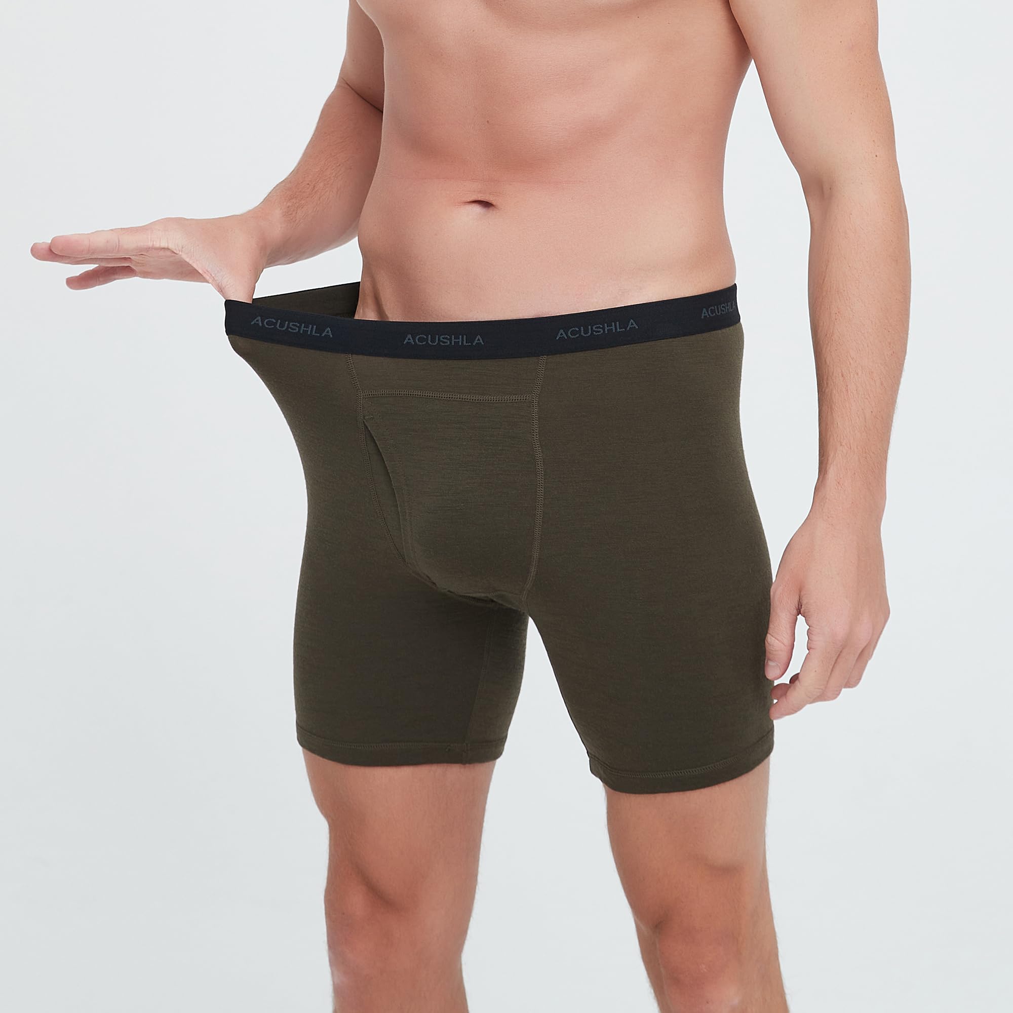 ACUSHLA Ropa interior de lana merino para hombre, transpirable, suave, control de olores, capa base, calzoncillos
