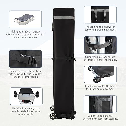 Miniatura 17 de CROWN SHADES Tienda de campaña desplegable con toldo instantáneo comercial de 10 x 10 pulgadas con bloqueo central