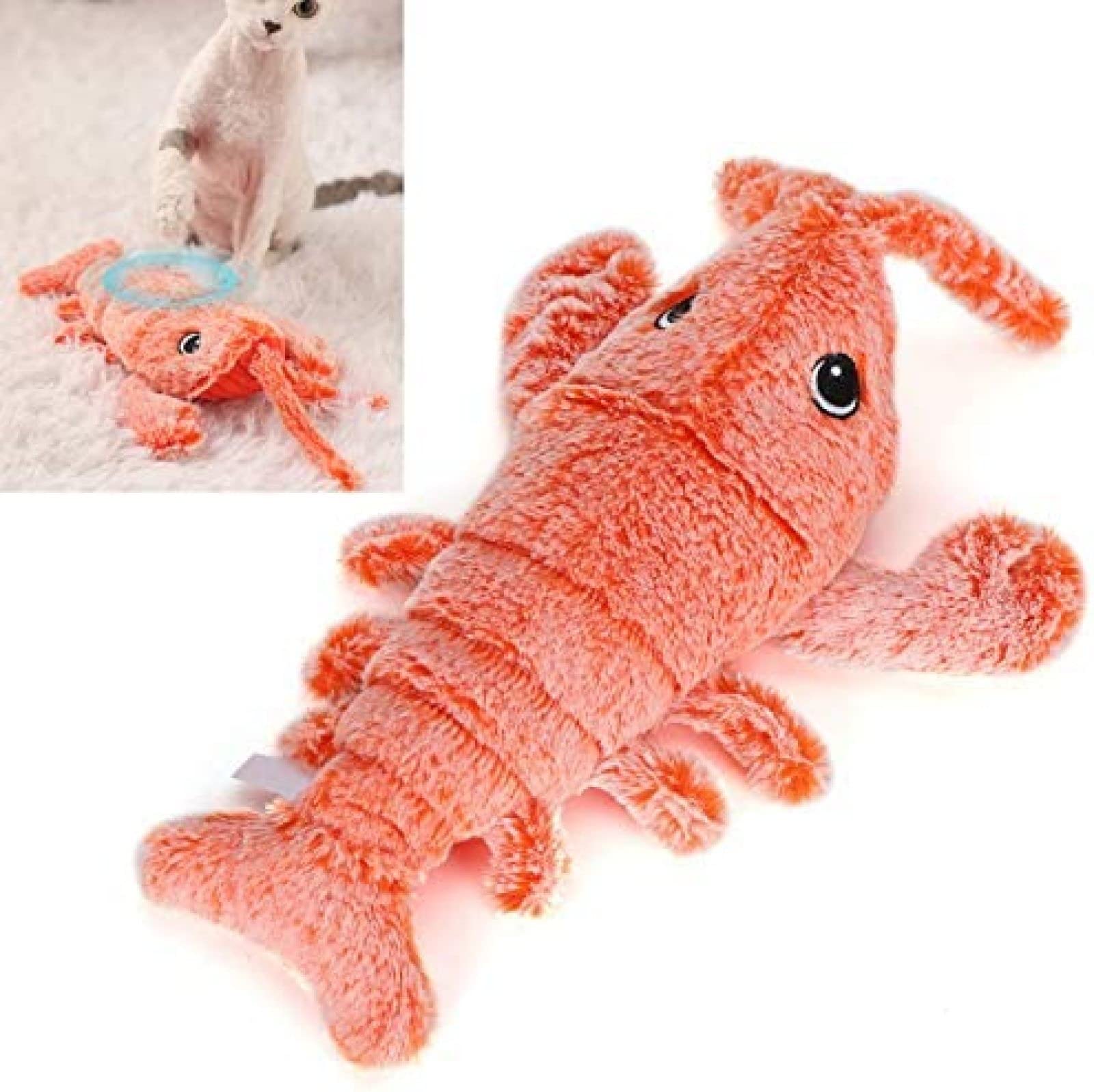 Langosta eléctrica de gambas,Juguetes eléctricos para Masticar para Mascotas,Juguete Interactivo Recargable por USB para Mascotas con simulación de Forma