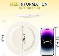 Vista 25 de I00000 60PCS Clear Gold Dessert Plates, Clear Plastic Plates with Gold Rim 7 Inch, Fancy Disposable Wedding Plate Heavy Duty for Thanksgiving