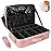 MONSTINA Cosmetic Bags 3 Layer Cosmetic Organizer Makeup Case Beauty Artist Storage Brush Box with Shoulder Strap (Large, PU Leather pink)