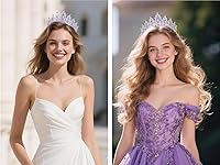 Vista 24 de Kamirola - Corona de reina y tiaras corona de princesa para mujeres y niñas, diademas de cristal para novia, princesa para bodas y fiestas (01)