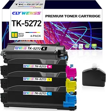TK5272 Toner Cartridge Set Replacement for Kyocera TK-5272 TK-5272K TK-5272C TK-5272M TK-5272Y for ECOSYS P6230cdn M6630cidn Printer Black Cyan Magenta Yellow, 4-Pack