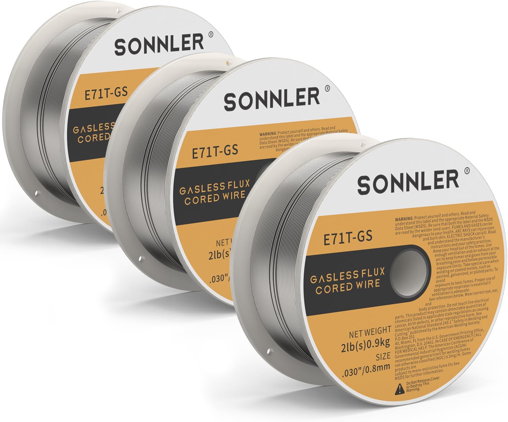 .030 Flux Core Welding Wire, Mig Welding Wire, 2Lbs Low Splatter Mild Steel E71T-GS Wire Compatible With HF Fourney Harbor Welder(3 PACK)