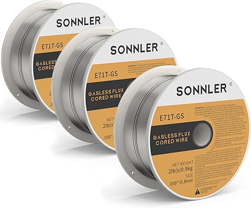 . Alambre de soldadura de núcleo de fundente 030, alambre de soldadura Mig, 2 libras de acero suave con salpicaduras bajas E71T-GS alambre