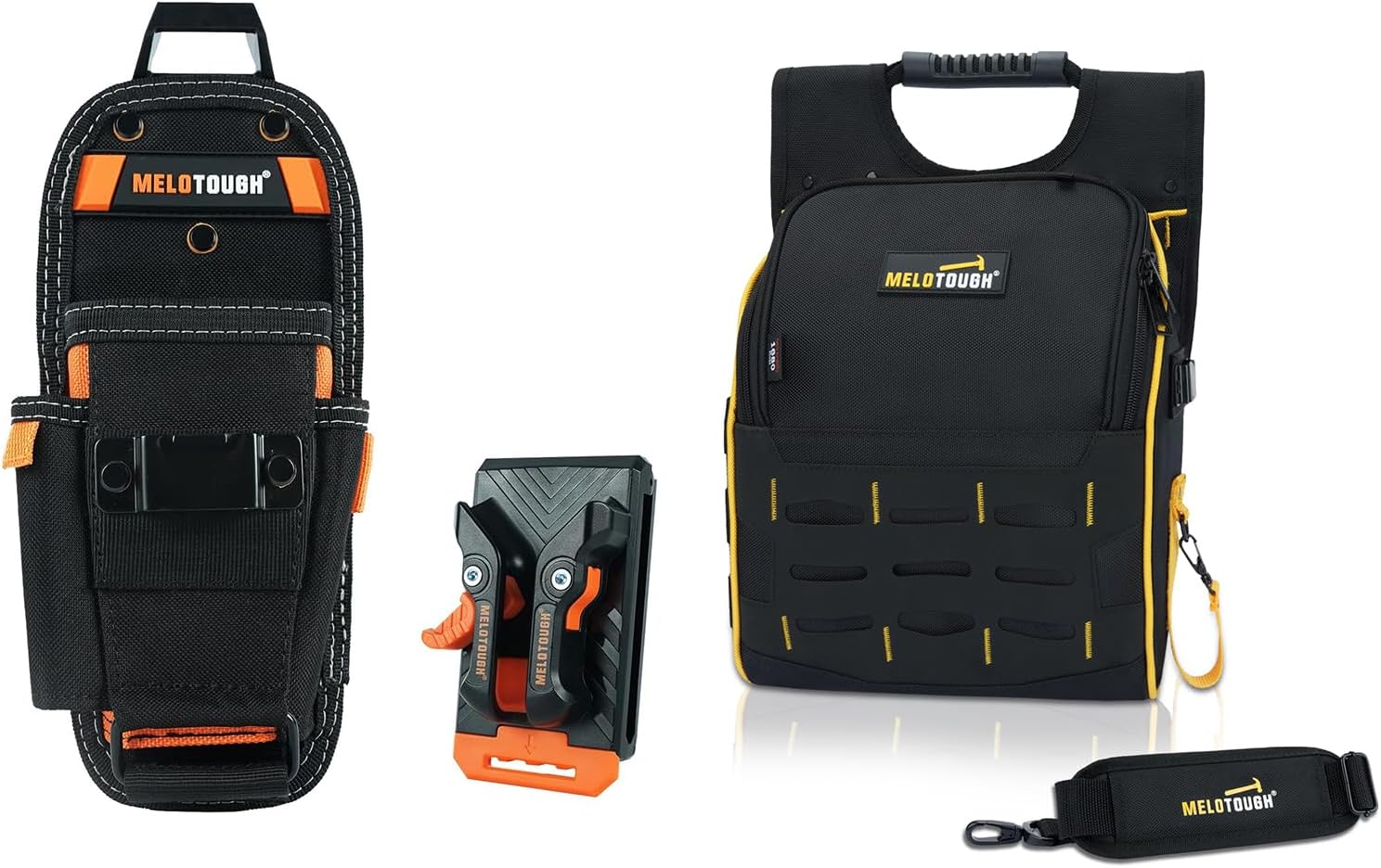 MELOTOUGH Small Tool Pouch with Quick Release Belt Clip, Zippered Flip Cover Tool Pouch Bag with Multiple Storage Pockets for Electricians, Technicians, Maintenance