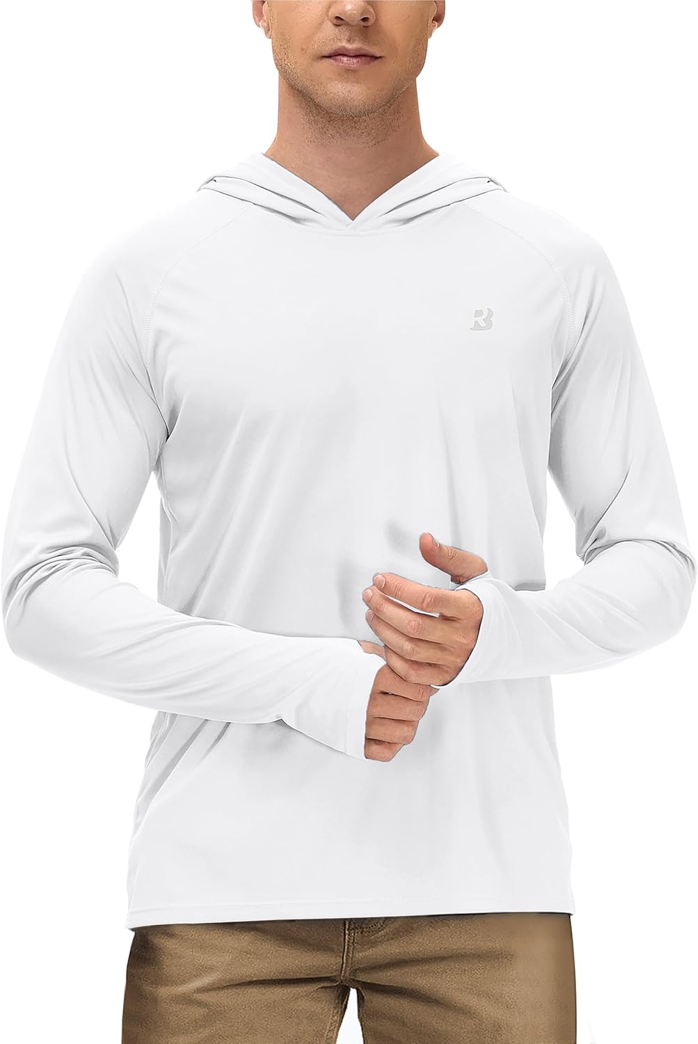 Roadbox Mens UPF 50+ Long Sleeve, Sun Hoodie Fishing Shirts for Men, UV Protection Hooded for Hiking Running Workout