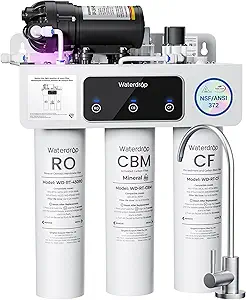 Waterdrop WD-T3-M Remineralization Reverse Osmosis Water Filter, NSF/ANSI 372 Certified, 9-Stage Undersink RO System, 450G Tankless RO Water Filtration System, 2:1 Pure to Drain, Plug-in Required
