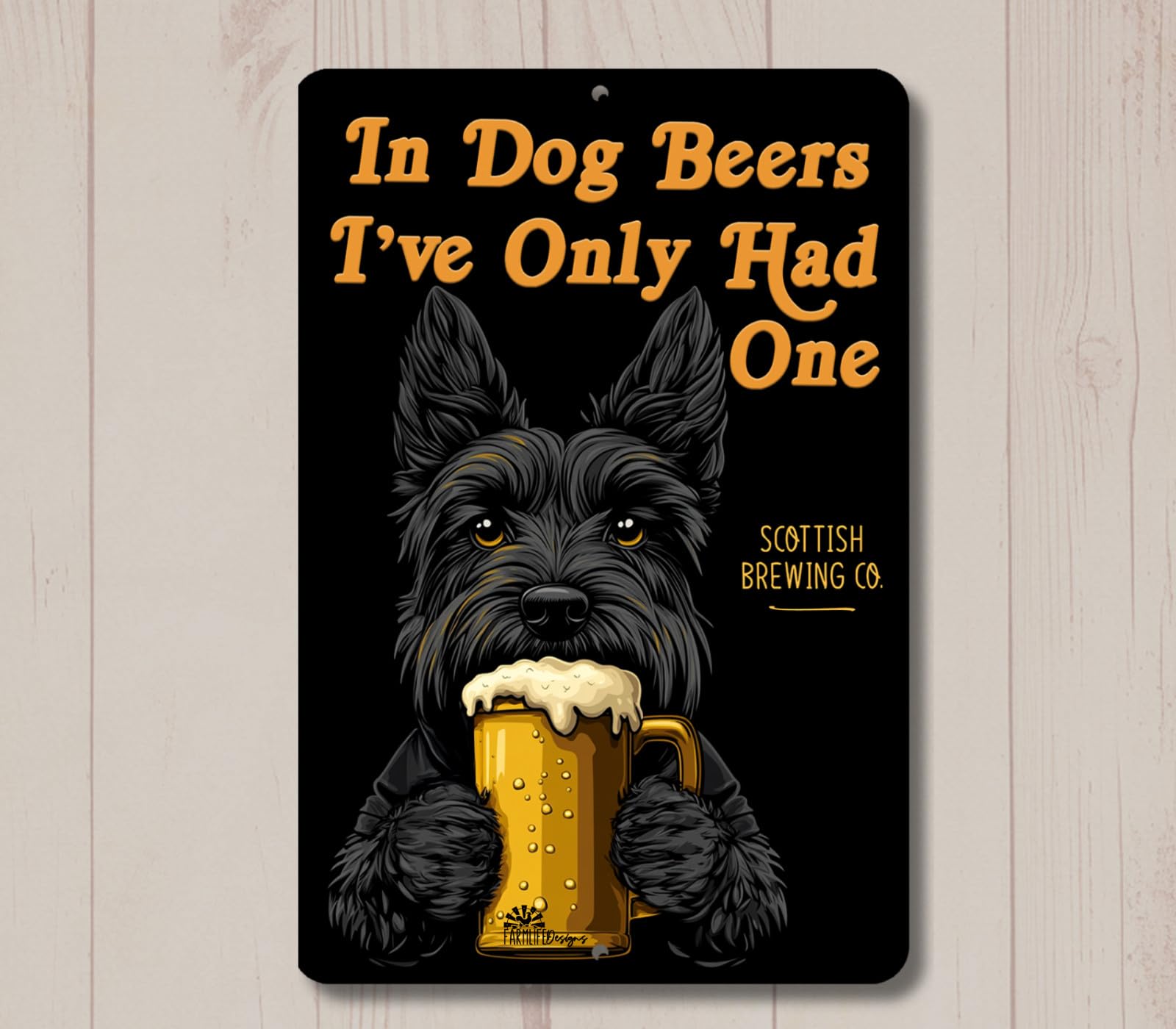 Scottish Terrier In Dog Beers sign man cave beer bar funny metal tin pub scotty home decor
